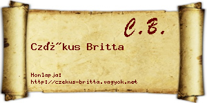 Czékus Britta névjegykártya